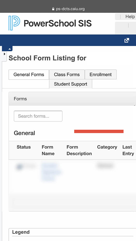 powerschool forms page